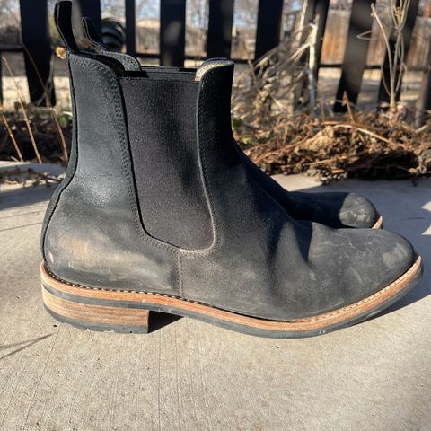Mark Albert Chelsea Boot in C.F. Stead Black Waxy Commander Suede