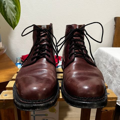 Arno Galno in Maryam Burgundy TPR Horsebutt & Law Tanning Black Cherry Big Horn Shrunken Bison