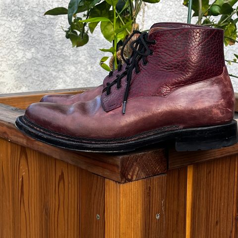 Arno Galno in Maryam Burgundy TPR Horsebutt & Law Tanning Black Cherry Big Horn Shrunken Bison