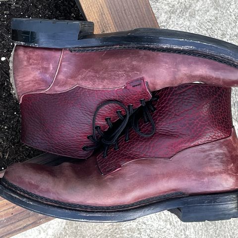 Arno Galno in Maryam Burgundy TPR Horsebutt & Law Tanning Black Cherry Big Horn Shrunken Bison