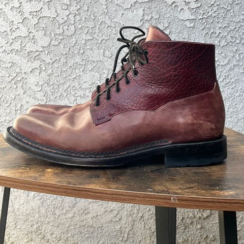 Arno Galno in Maryam Burgundy TPR Horsebutt & Law Tanning Black Cherry Big Horn Shrunken Bison