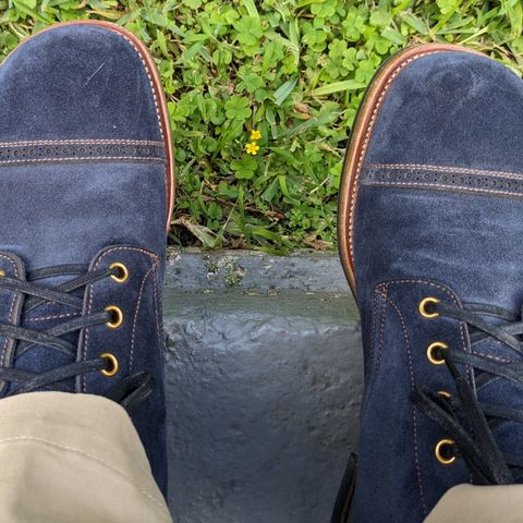 View photo of Iron Boots 5515 in Sciarada Navy Blue Roughout