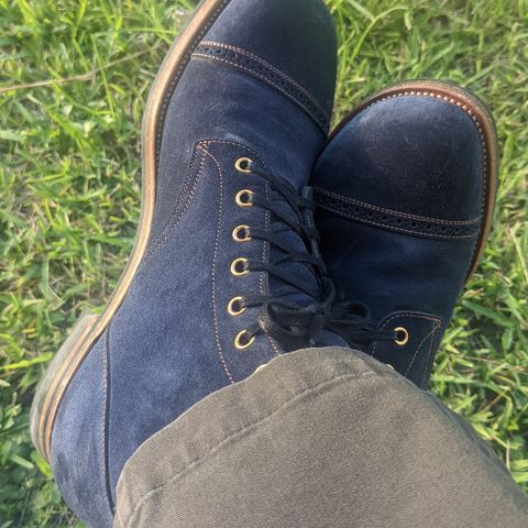 View photo of Iron Boots 5515 in Sciarada Navy Blue Roughout