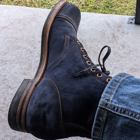 View photo of Iron Boots 5515 in Sciarada Navy Blue Roughout