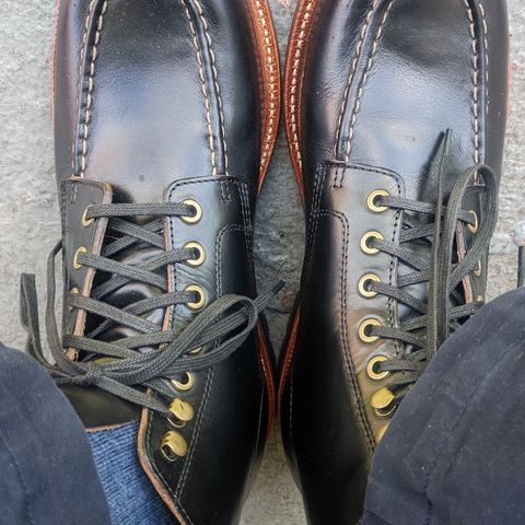 View photo of Grant Stone Brass Boot in Horween Black Chromexcel