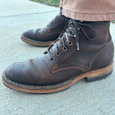 View photo of White's MP-Sherman Plain Toe in Horween Dark Brown Waxed Flesh