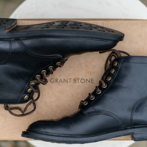 View photo of Grant Stone Diesel Boot in Horween Black Chromexcel