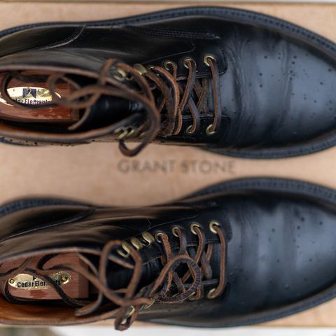 View photo of Grant Stone Diesel Boot in Horween Black Chromexcel