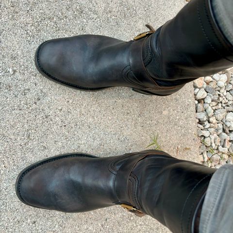 View photo of Briselblack The Keeper 'Type 2' Engineer Boot in Maryam Natural Horsebutt Overdyed Black