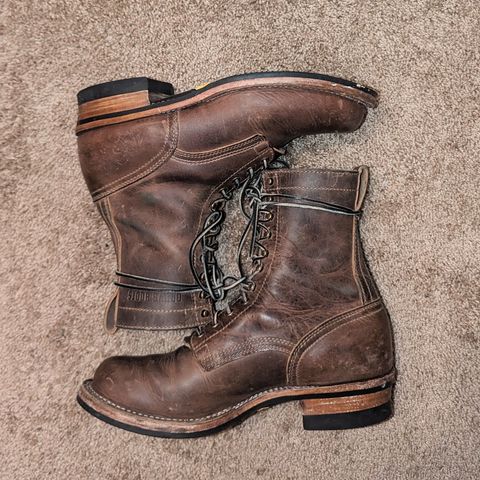 View photo of Drew's Boots 8-Inch Logger in Rowdy Smooth