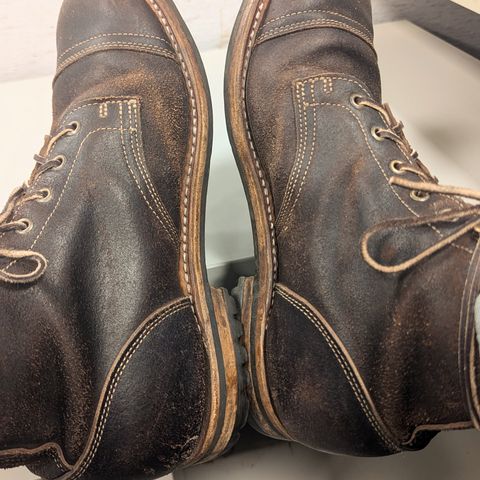 View photo of Truman Cap Toe Boot in Horween Java Waxed Flesh