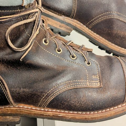 View photo of Truman Cap Toe Boot in Horween Java Waxed Flesh