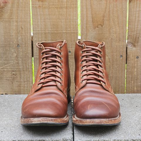 View photo of Viberg Service Boot in Tempesti Elbamatt Mogano Liscio