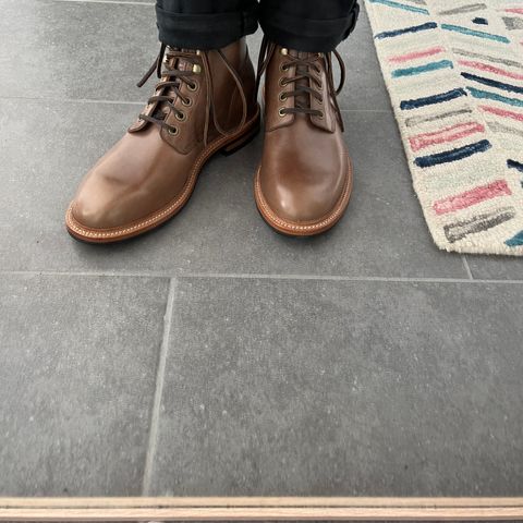 View photo of Grant Stone Diesel Boot in Horween Dune Chromexcel