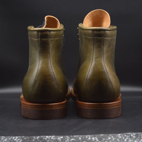 Flame Panda Brogue Cap Toe Service Boot in Maryam Jungle Green Horsebutt