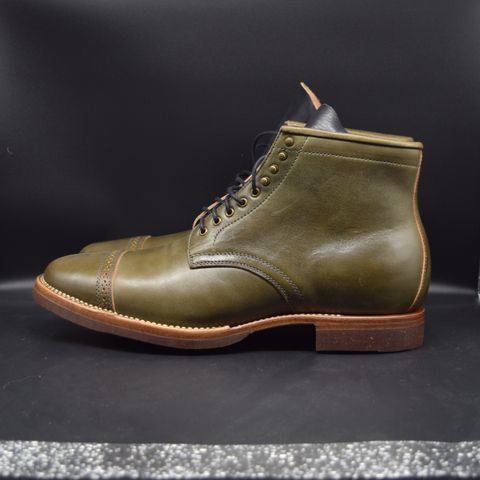Flame Panda Brogue Cap Toe Service Boot in Maryam Jungle Green Horsebutt