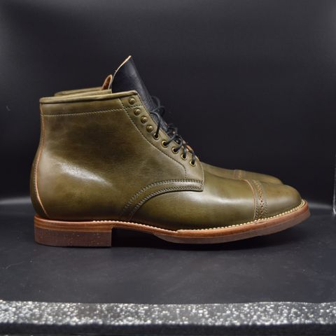 Flame Panda Brogue Cap Toe Service Boot in Maryam Jungle Green Horsebutt