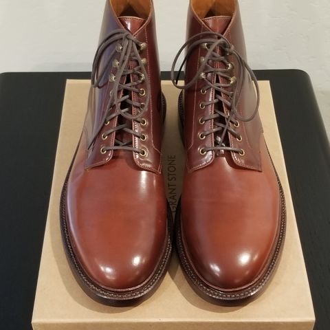 Grant Stone Edward Boot in Horween Garnet Shell Cordovan