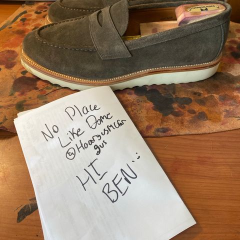 Grant Stone Traveler Penny in C.F. Stead Loden Janus Calf Suede