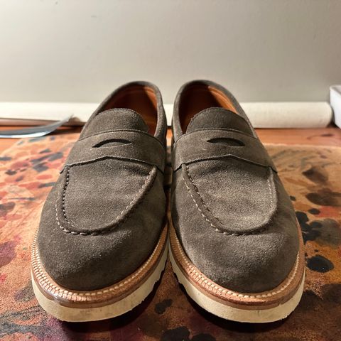 Grant Stone Traveler Penny in C.F. Stead Loden Janus Calf Suede