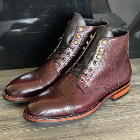 BLKBRD Luchador Service Boot in Horween Dark Burgundy Pioneer Reindeer