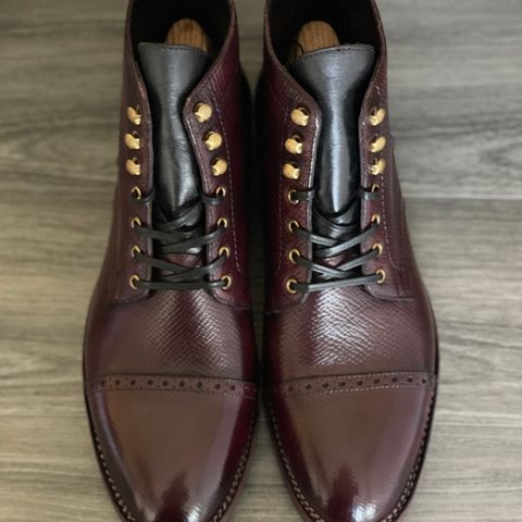 BLKBRD Luchador Service Boot in Horween Dark Burgundy Pioneer Reindeer