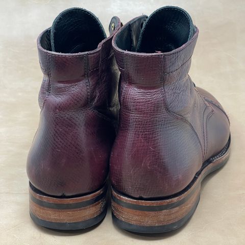 View photo of Blkbrd Shoemaker Luchador Service Boot in Horween Dark Burgundy Pioneer Reindeer