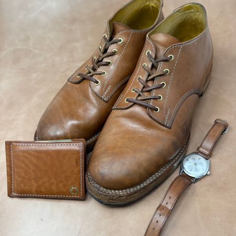 View photo of Oldspeed Derby in Horween Russet Horsehide Strips