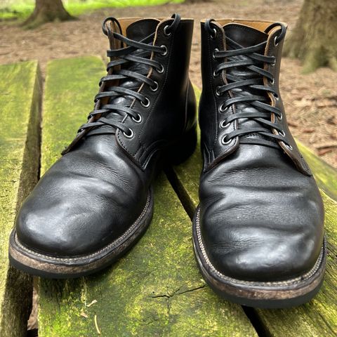 View photo of Viberg Service Boot in Shinki Black Oiled Horsebutt