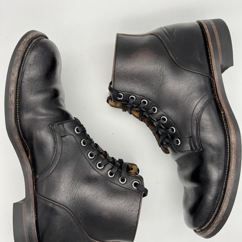 View photo of Viberg Service Boot in Shinki Black Oiled Horsebutt