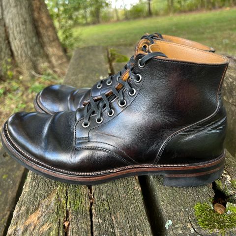 View photo of Viberg Service Boot in Shinki Black Oiled Horsebutt