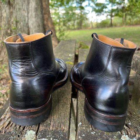 View photo of Viberg Service Boot in Shinki Black Oiled Horsebutt