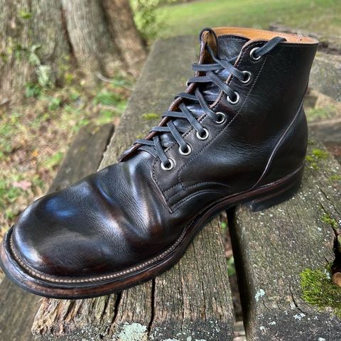 View photo of Viberg Service Boot in Shinki Black Oiled Horsebutt