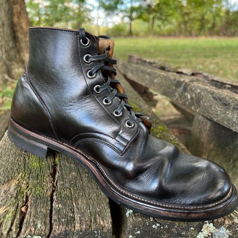 View photo of Viberg Service Boot in Shinki Black Oiled Horsebutt