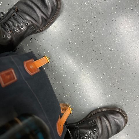 View photo of Viberg Service Boot in Shinki Black Oiled Horsebutt