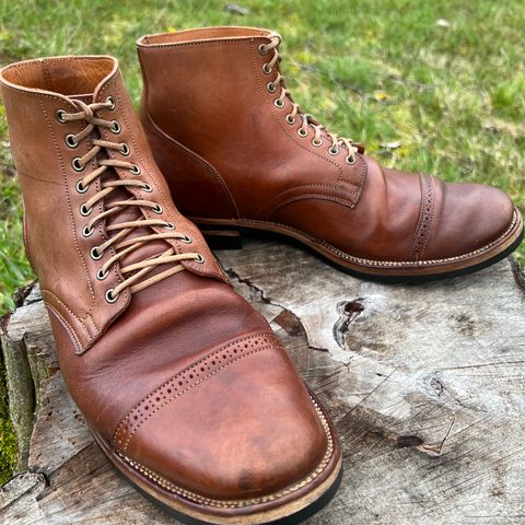 View photo of Viberg Service Boot in Horween Natural Essex Workshoe Butt