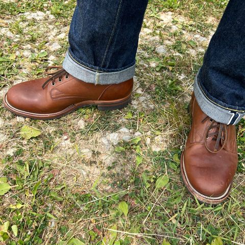 View photo of Viberg 145 Oxford in Horween Natural Essex Workshoe Butt