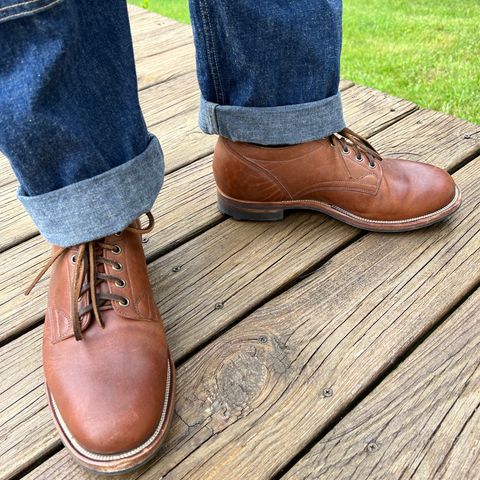 View photo of Viberg 145 Oxford in Horween Natural Essex Workshoe Butt