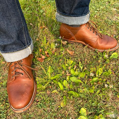 View photo of Viberg 145 Oxford in Horween Natural Essex Workshoe Butt