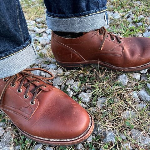 View photo of Viberg 145 Oxford in Horween Natural Essex Workshoe Butt