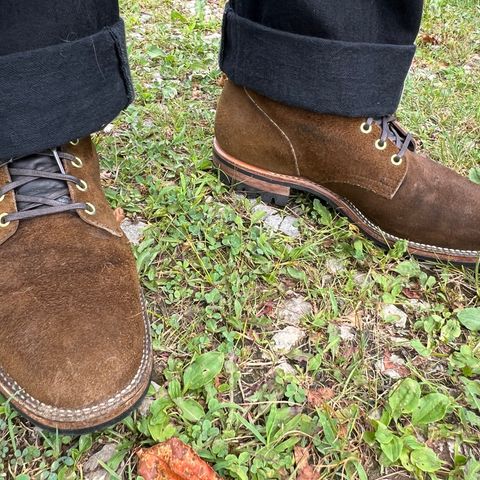 Viberg Service Boot in Horween Mushroom Chamois Roughout