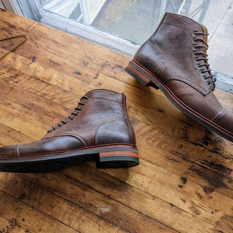 View photo of Meermin Derby Boot in C.F. Stead Snuff Waxed Kudu