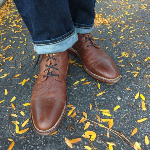 View photo of Blkbrd Shoemaker Bulltron in Natural Tan Full-Grain Bison