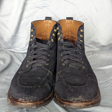 View photo of J.Crew Kenton Pacer Boots in C.F. Stead Navy Blue Janus Calf Suede