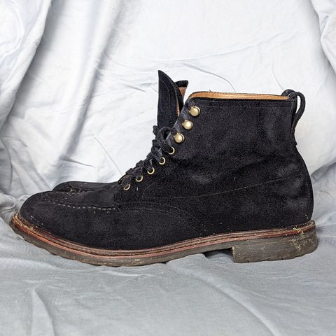 View photo of J.Crew Kenton Pacer Boots in C.F. Stead Navy Blue Janus Calf Suede