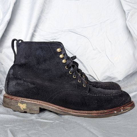 View photo of J.Crew Kenton Pacer Boots in C.F. Stead Navy Blue Janus Calf Suede