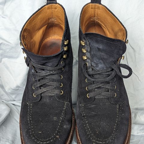 View photo of J.Crew Kenton Pacer Boots in C.F. Stead Navy Blue Janus Calf Suede