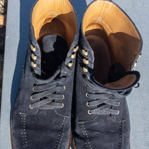 View photo of J.Crew Kenton Pacer Boots in C.F. Stead Navy Blue Janus Calf Suede