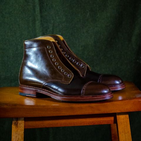Meermin Derby Boot in Shinki Olive Shell Cordovan