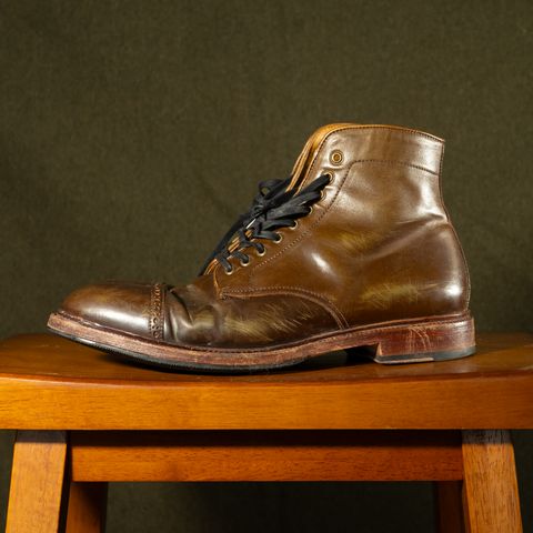Meermin Derby Boot in Shinki Olive Shell Cordovan